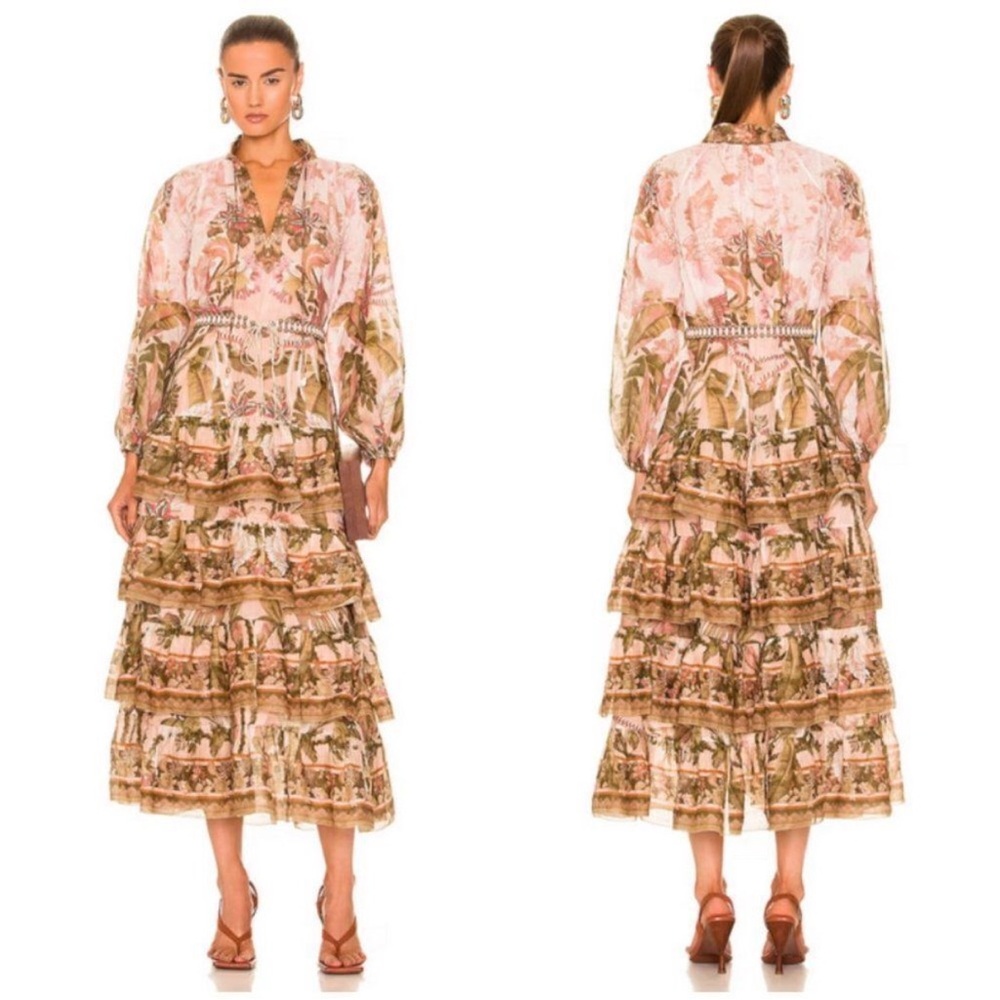 NWT Zimmermann Lyre tiered billow dress in the color spliced